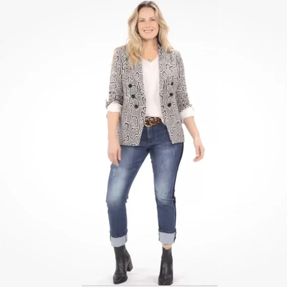 CAbi Python Blazer Snake Print Ivory Brown Black Size 6 - Picture 2 of 7